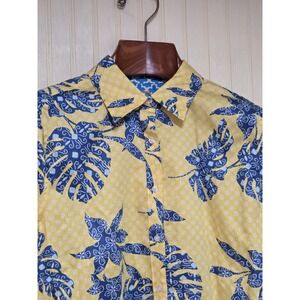 Ruby Rd Shirt Womens 12 Yellow‎ Blue Long Sleeve Wrinkle Resistant Button Front